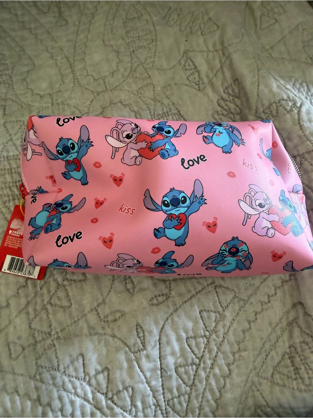 Pink Stitch Print Kids Cosmetic Pouch